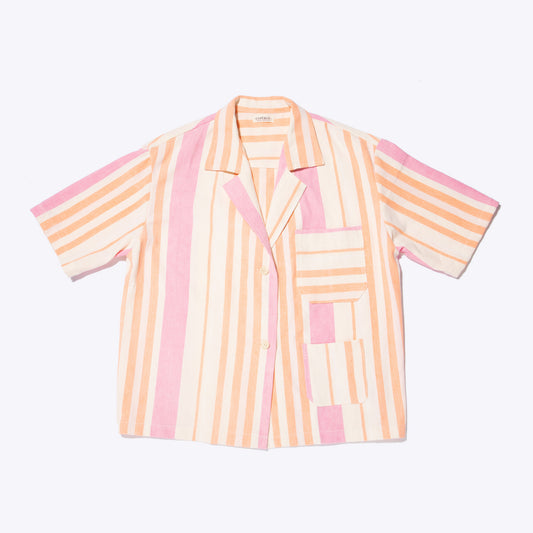 Espérou Shirt-Jacket — Orange-pink stripes